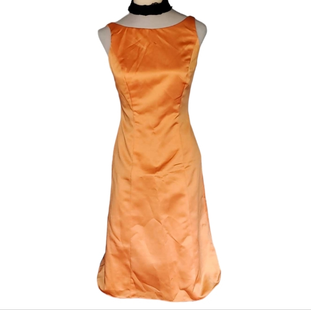 Davids Bridal Neon Orange Cocktail Prom Shiney Formal Sleeveless Dress Size 2